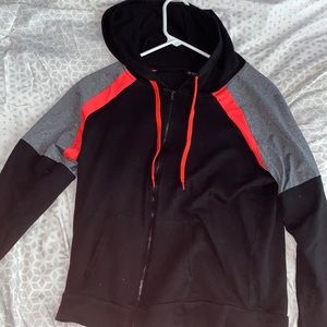 Black jacket with pink and grey